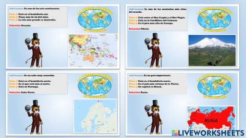 Tarjetas de adivinanzas con pistas.