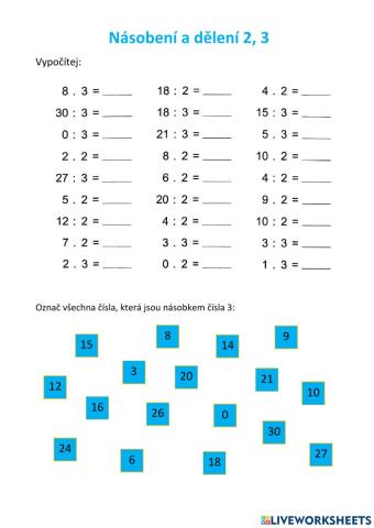 Násobení a dělení 2, 3