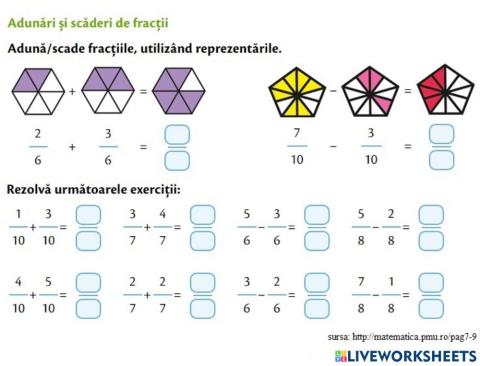 Adunarea și scăderea fracțiilor