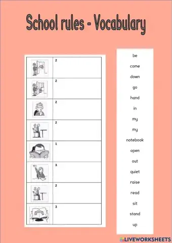 School rules - vocabulary