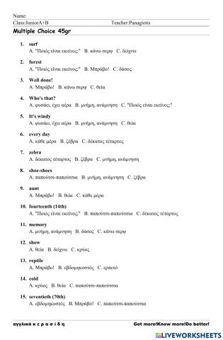 JuniorA+B Worksheet 45