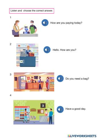 Supermarket Dialog - senetences