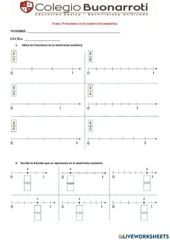 Fracciones en la semirrecta numérica.