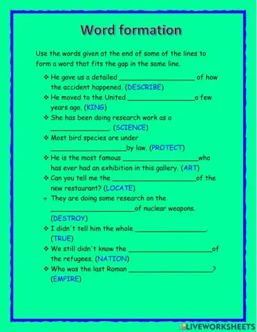 Word formation exercise
