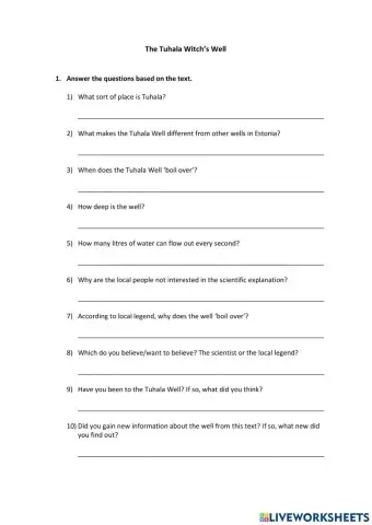 The Tuhala Witch's Well