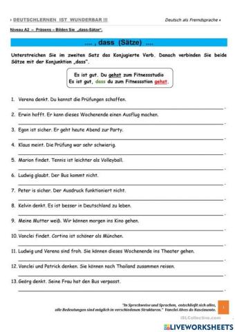 ...,dass ... Sätze
