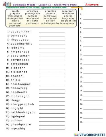 Lesson 17 Greek Words