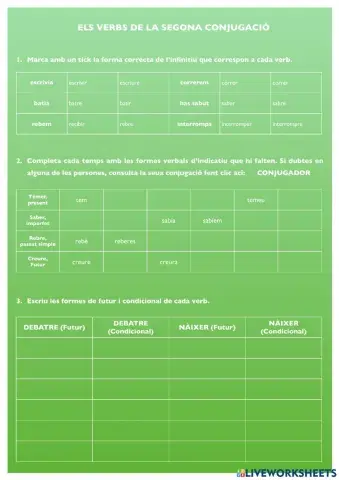 Verbs de la 2a conjugació.