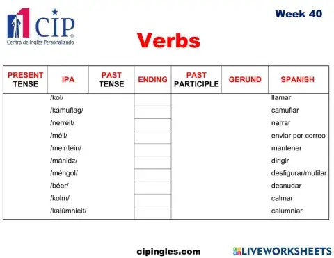 Verbs week 40