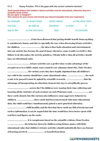 C1.2 Essay connectors practice