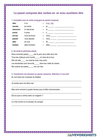 Passé composé en er avec être