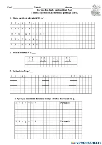 Matemātiskās darbības pirmajā simtā.