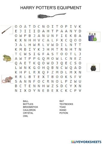 Wordsearch harry potter