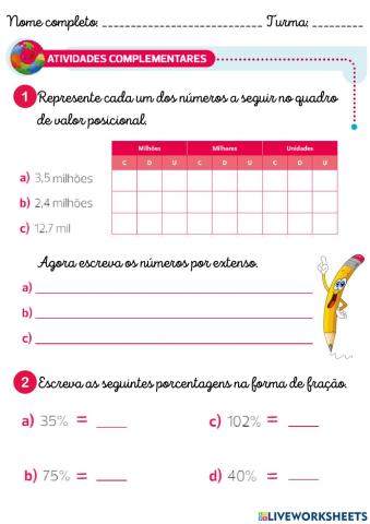 Atividade complementar (5º ano) - página 86