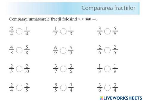Compararea fracțiilor