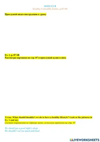 Healthy-Unhealthy habits. p