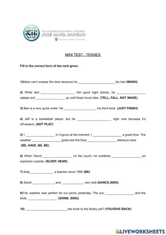 Mini test 1 - tenses