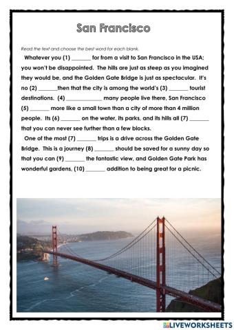 San Francisco PET Reading Exercise