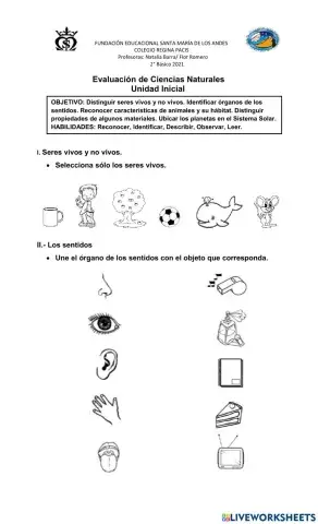 Evaluación Inicial Ciencias Naturales