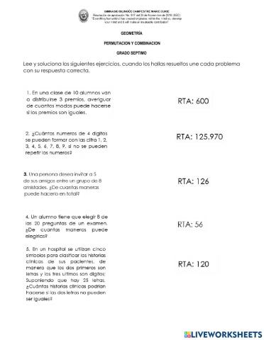 Permutacion y combinacion