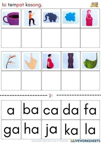 Bm : suku kata terbuka 6 (5tahun)