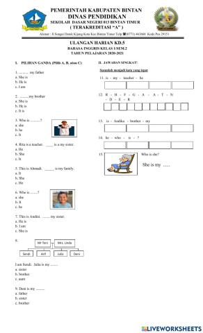 Ulangan harian kls 1-KD.5 (08-03-2021)