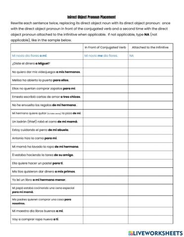 Indirect Object Pronoun Placement