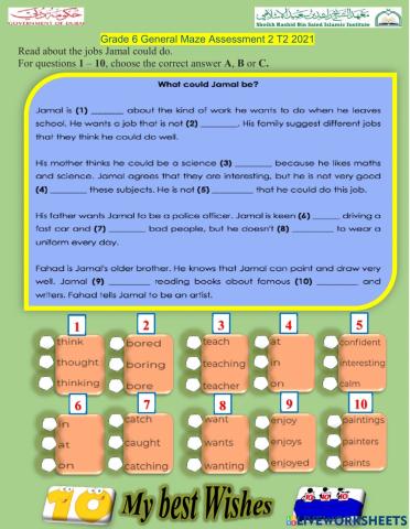 Grade 6 General Maze Assessment 2 T2 2021
