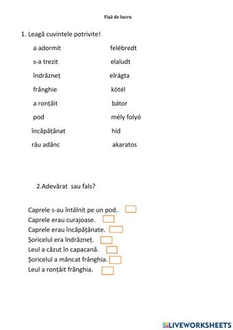 Recapitulare, Două capre, Leul și șoricelul