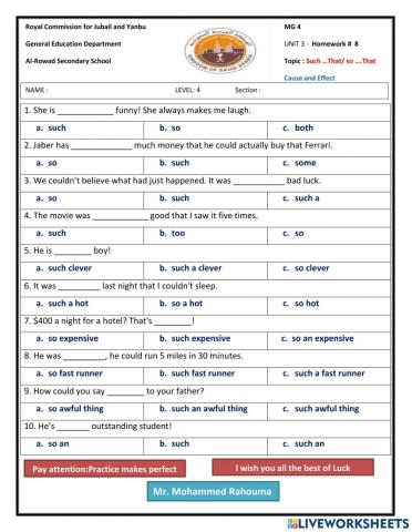 The cause and Effect