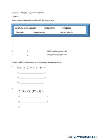 Kolejność wykonywania działań