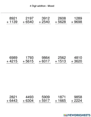Four Digit addition - mixed