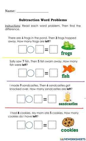Subtraction Word Problems ( Within 10)