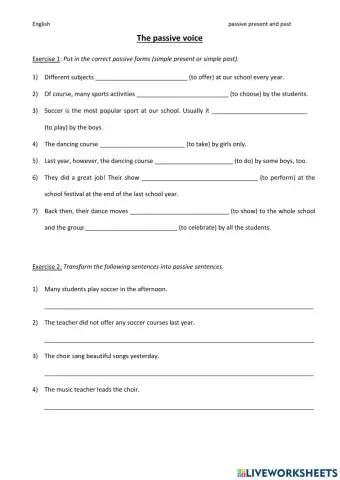 Passive simple present and simple past