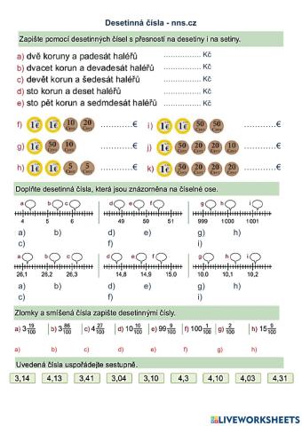 Desetinná čísla, zlomky