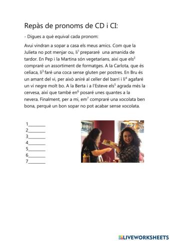 Repàs de pronoms de CD i CI