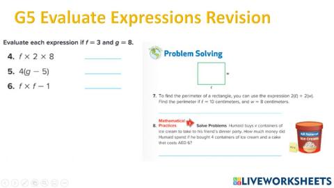 G5 Evaluate Expressions Revision PART 1