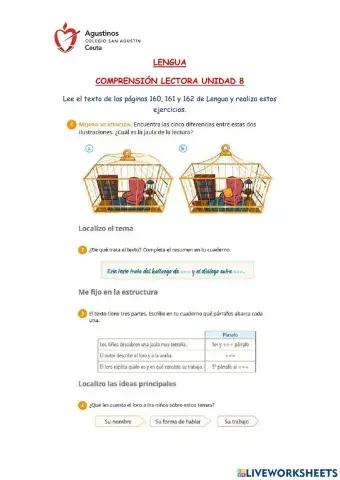 Comprensión Lectora -Dos Animales muy Especiales- Unidad 8