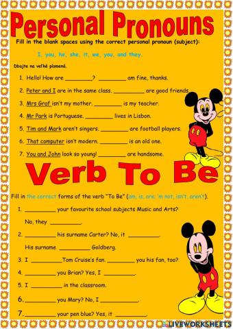 To be- subject pronouns