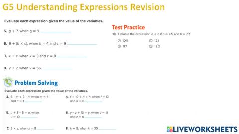 G5 Understanding Expressions Revision PART 1