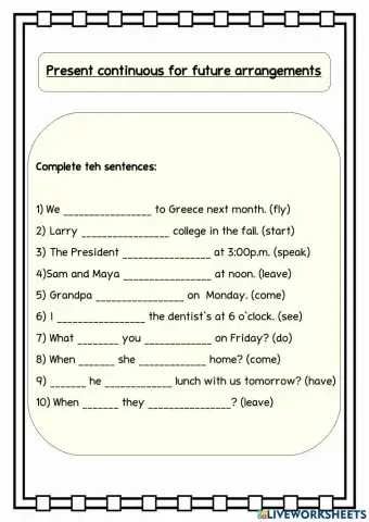 Present continuous for future arrangements
