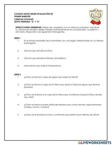 Evaluación - Ciencias Sociales - 1