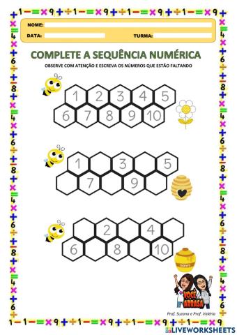Complete a Sequência Numérica