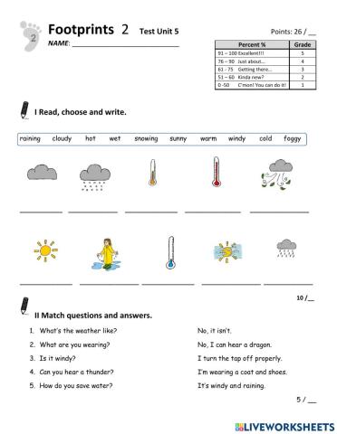 Footprints 2 Unit 5 Test