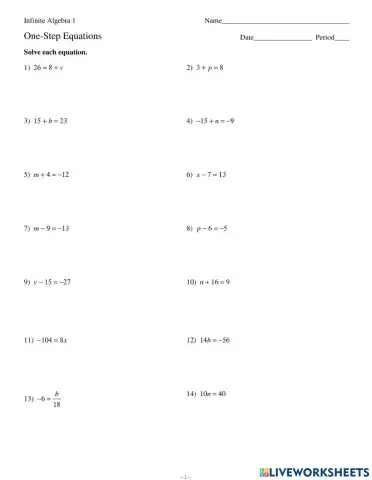 Identify the variable and the operation