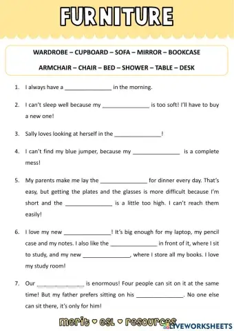 Vocabulary - Furniture