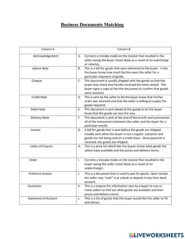 Business Documents Matching