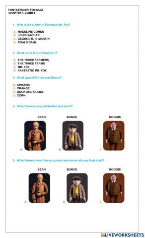 Fantastic mr fox chapter 1,2 and 3