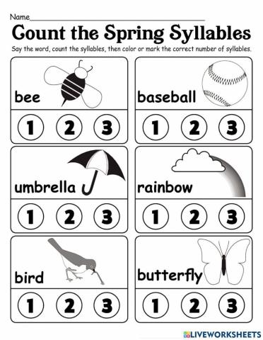 Syllables worksheet 5