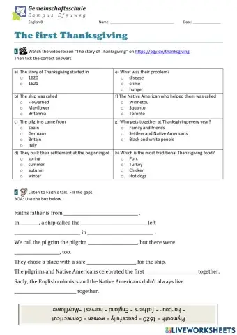 The first Thanksgiving